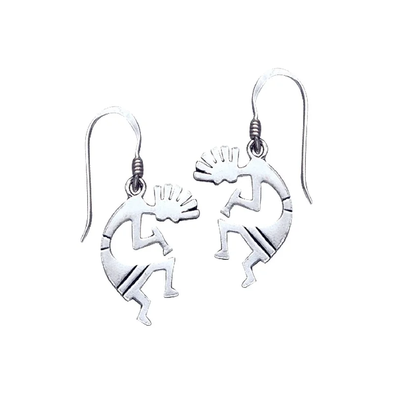 oval earrings for women -Kokopelli Southwestern Spirit of Music Sterling Silver Hook Earrings