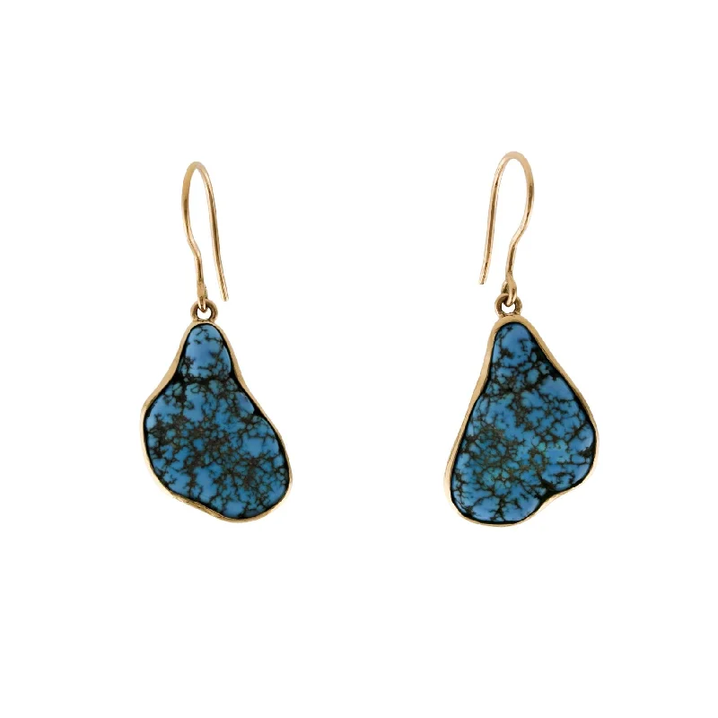 silver hoop earrings for girls -14 KT Gold x Golden Hills Turquoise Nugget Earrings