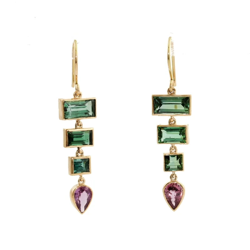 vintage gold earrings for women -Teresa Sapphire x Tourmaline Earrings