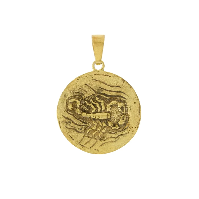 drop earrings for evening wear -Yellow Gold x "Scorpio" 22mm Zodiac Pendant